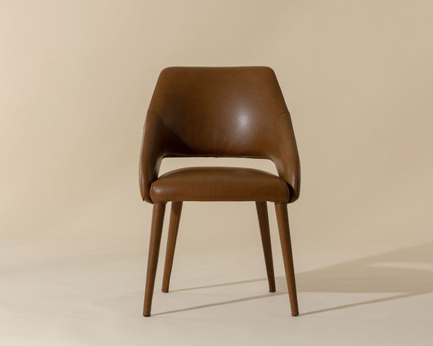 Sunpan Galen Dining Chair in Missouri Cognac / Linea Light Grey Leather