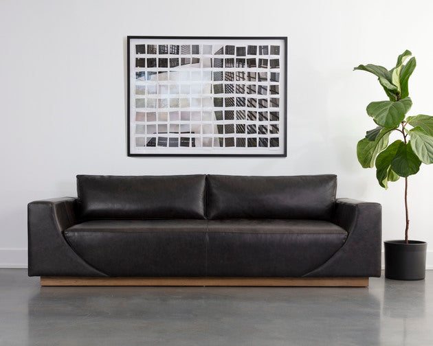 Sunpan Anakin Sofa -Dark Brown Tuscany Cognac Leather And Tuscany Warm Black Leather