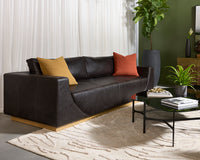 Sunpan Anakin Sofa -Dark Brown Tuscany Cognac Leather And Tuscany Warm Black Leather
