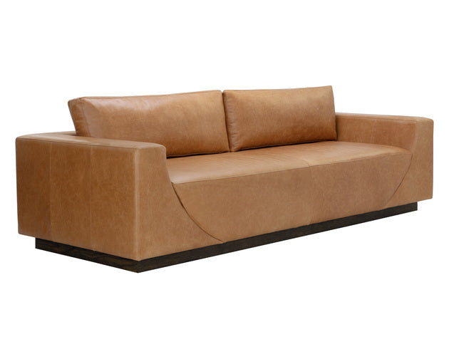 Sunpan Anakin Sofa -Dark Brown Tuscany Cognac Leather And Tuscany Warm Black Leather