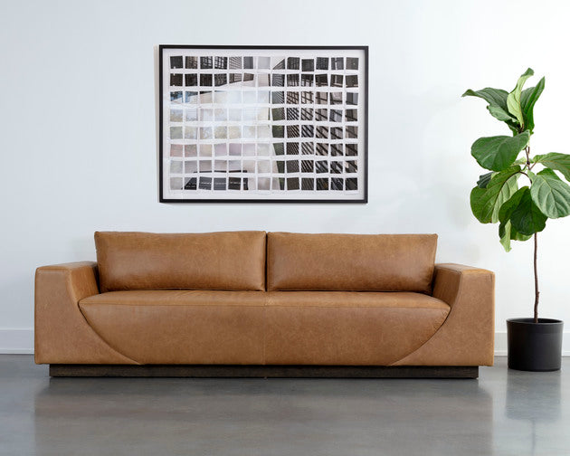 Sunpan Anakin Sofa -Dark Brown Tuscany Cognac Leather And Tuscany Warm Black Leather