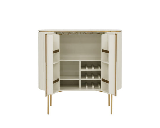 Sunpan Paloma Bar Cabinet - High Gloss Cream