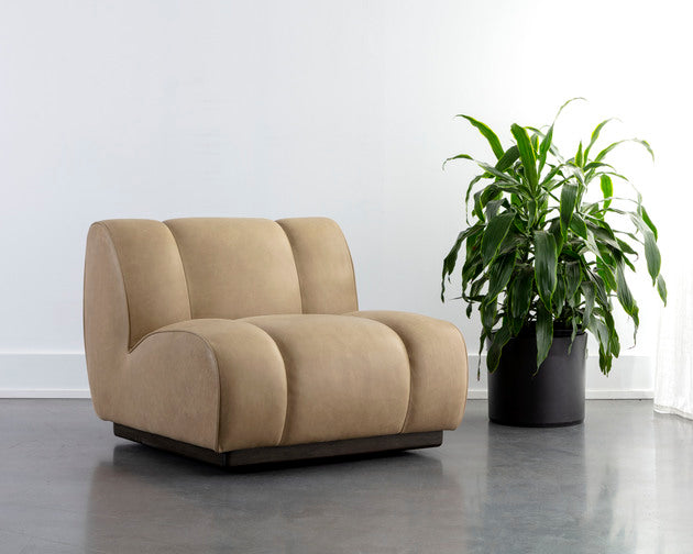 Sunpan Blaise Swivel Lounge Chair - Sahara Sand Leather