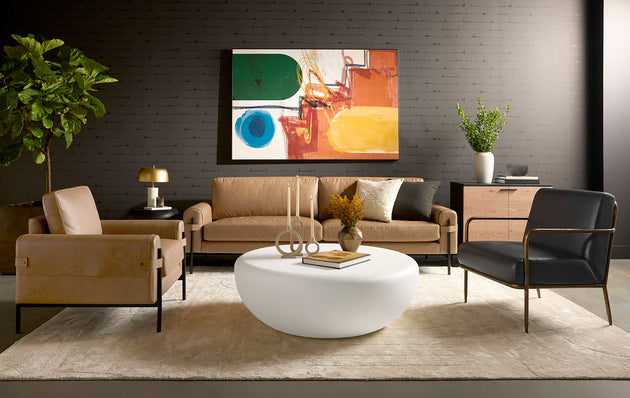 Sunpan Camus Sofa - Ludlow Sesame Leather