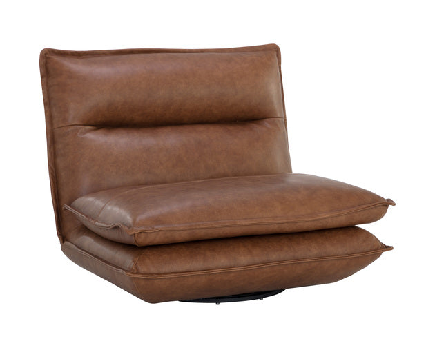 Sunpan Colson Swivel Armless Chair - Cognac Leather