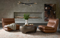 Sunpan Colson Swivel Armless Chair - Cognac Leather