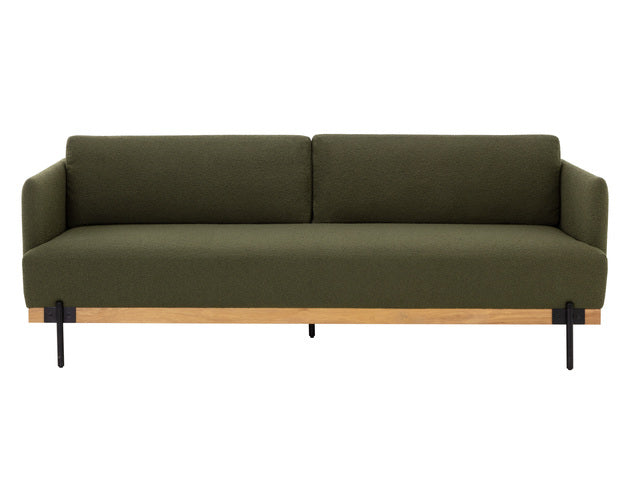 Sunpan Saul Sofa - Copenhagen Olive / Shalima Tobacco Leather