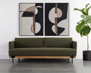 Sunpan Saul Sofa - Copenhagen Olive / Shalima Tobacco Leather