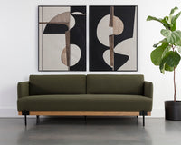 Sunpan Saul Sofa - Copenhagen Olive / Shalima Tobacco Leather
