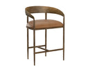 Sunpan Zanatta Counter Stool in Charcoal Black Leather/Tan Leather