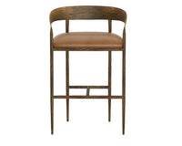Sunpan Zanatta Barstool in Charcoal Black Leather / Tan Leather