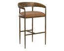 Sunpan Zanatta Barstool in Charcoal Black Leather / Tan Leather