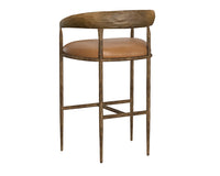 Sunpan Zanatta Barstool in Charcoal Black Leather / Tan Leather