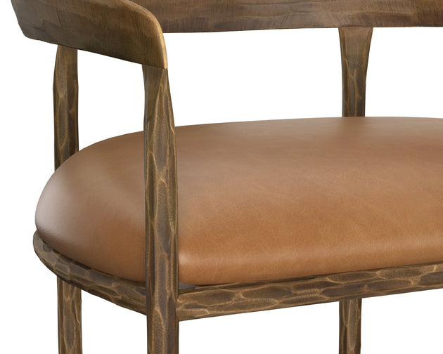 Sunpan Zanatta Barstool in Charcoal Black Leather / Tan Leather