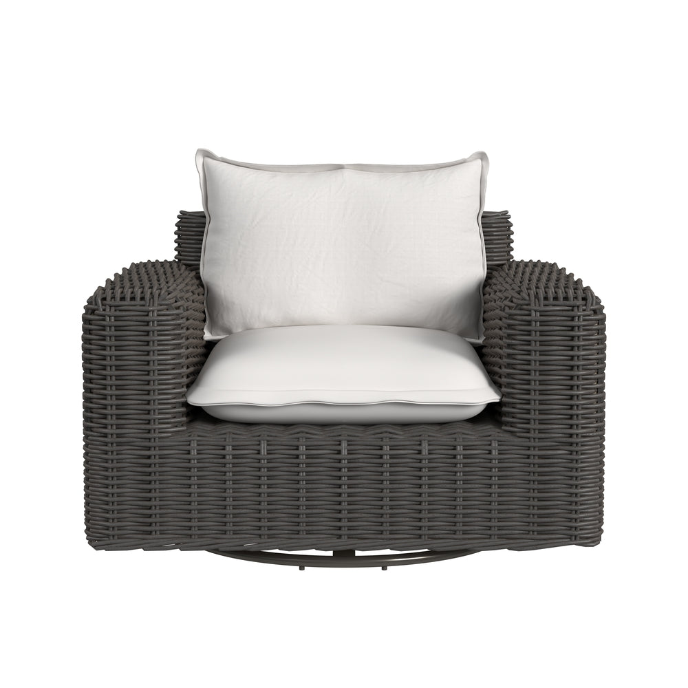 Sunset West Cabo Oversized Swivel Club Chair in Soothe Pearl with Flange Welt