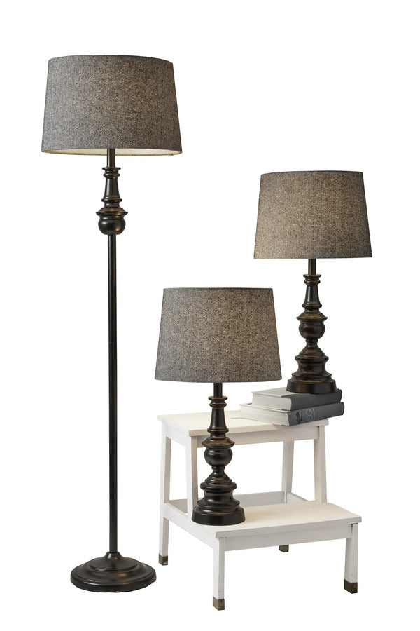 Adesso Chandler 3 Piece Floor and Table Lamp Set