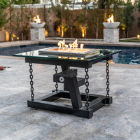 The Outdoor Plus Newton Powder Coated Fire Pit with Chain Support