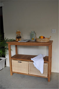 Anderson Teak Towel Console with 2 Shelves Table