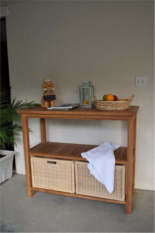Anderson Teak Towel Console with 2 Shelves Table