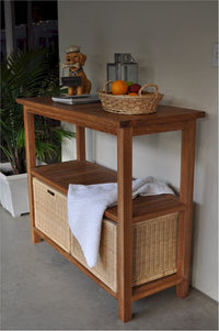Anderson Teak Towel Console with 2 Shelves Table