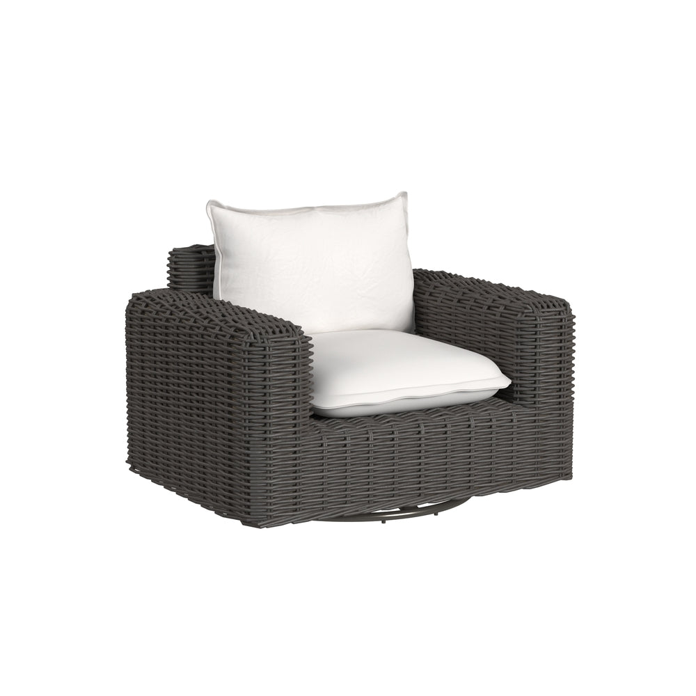 Sunset West Cabo Oversized Swivel Club Chair in Soothe Pearl with Flange Welt