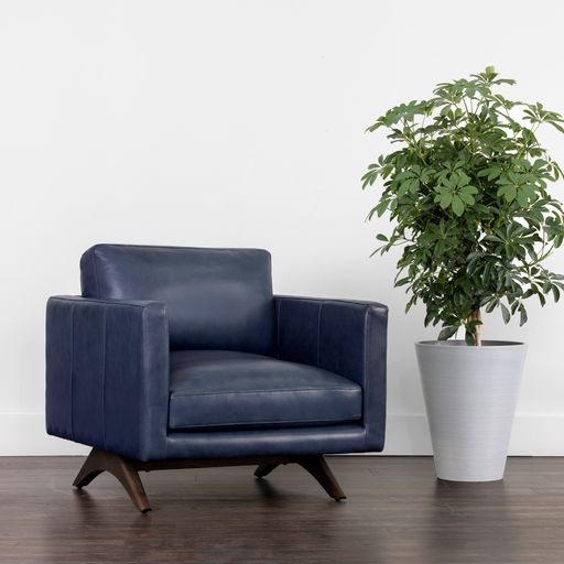 Sunpan Rogers Armchair Cortina Black / Cortina Ink / Shalimar Tobacco Leather