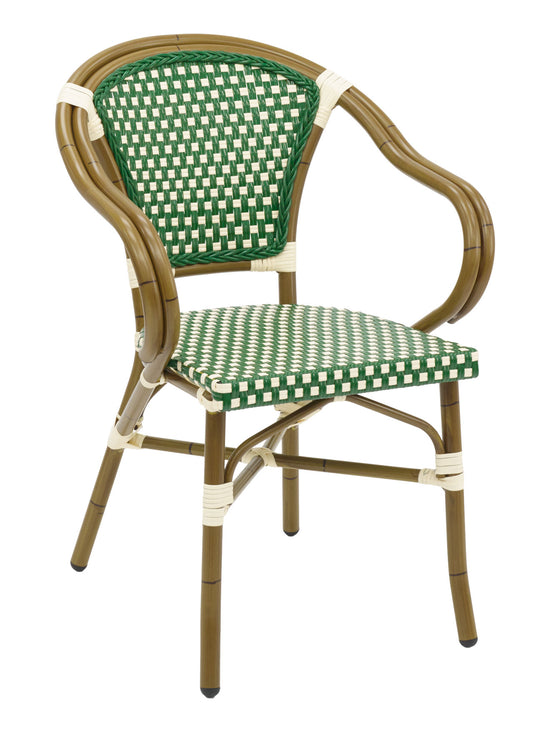 Florida Seating Hand Painted Aluminum Frame Arm Chair with PE Weave And Binding Back And Seat - RT-02