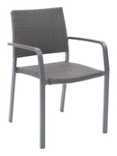Florida Seating Aluminum Arm Chair with Gray Faux Teak Arms - AL-5725A