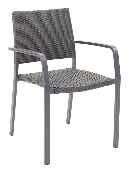 Florida Seating Aluminum Arm Chair with Gray Faux Teak Arms - AL-5725A
