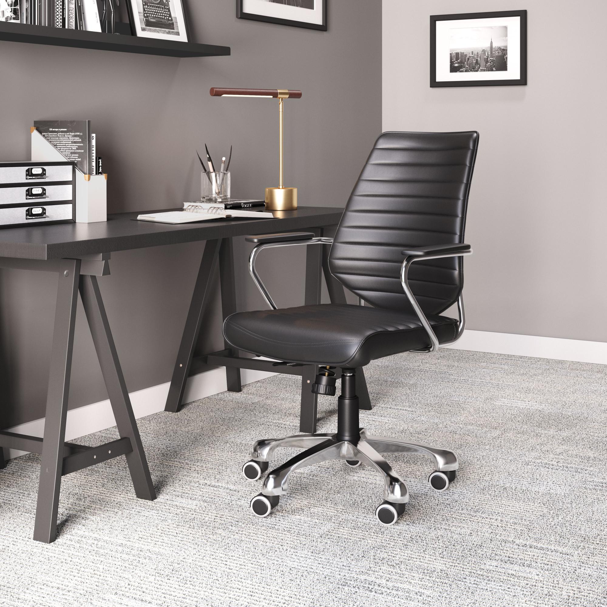 Zuo Modern Enterprise Low Back Office Chair Black/White/Espresso/Orange