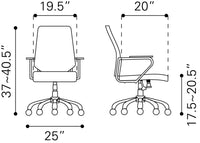 Zuo Modern Enterprise Low Back Office Chair Black/White/Espresso/Orange