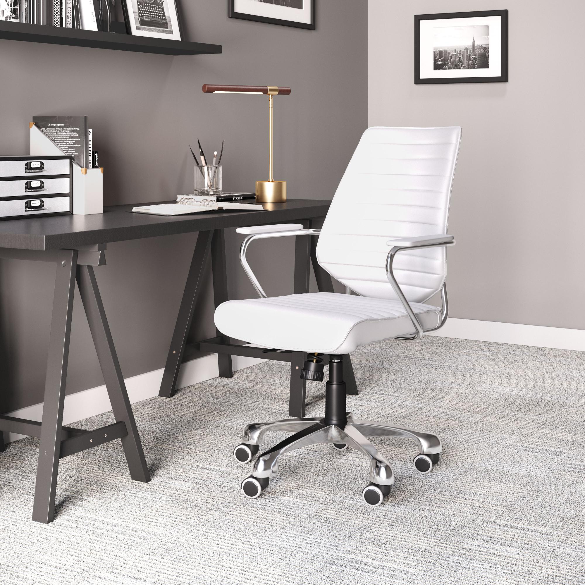 Zuo Modern Enterprise Low Back Office Chair Black/White/Espresso/Orange