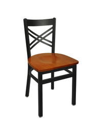 BFM Seating Akrin Cross Back Chair With Steel Frame And Sand Black Finish