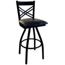 BFM Seating Akrin Cross Back Swivel Barstool With Steel Frame And Sand Black Finish