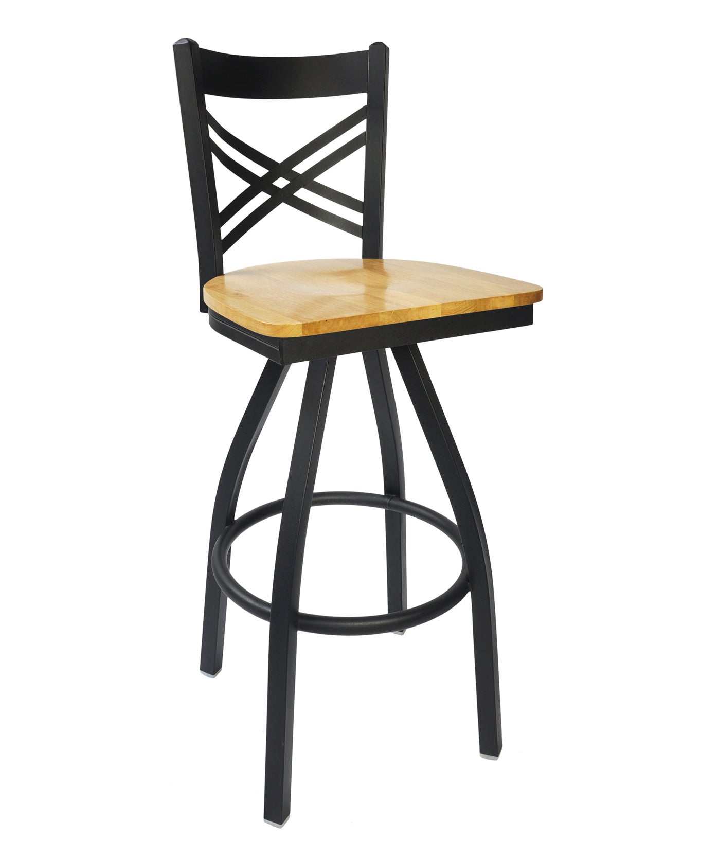 BFM Seating Akrin Cross Back Barstool With Steel Frame And Sand Black Finish