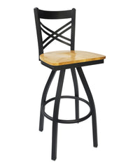 BFM Seating Akrin Cross Back Barstool With Steel Frame And Sand Black Finish