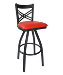 BFM Seating Akrin Cross Back Barstool With Steel Frame And Sand Black Finish