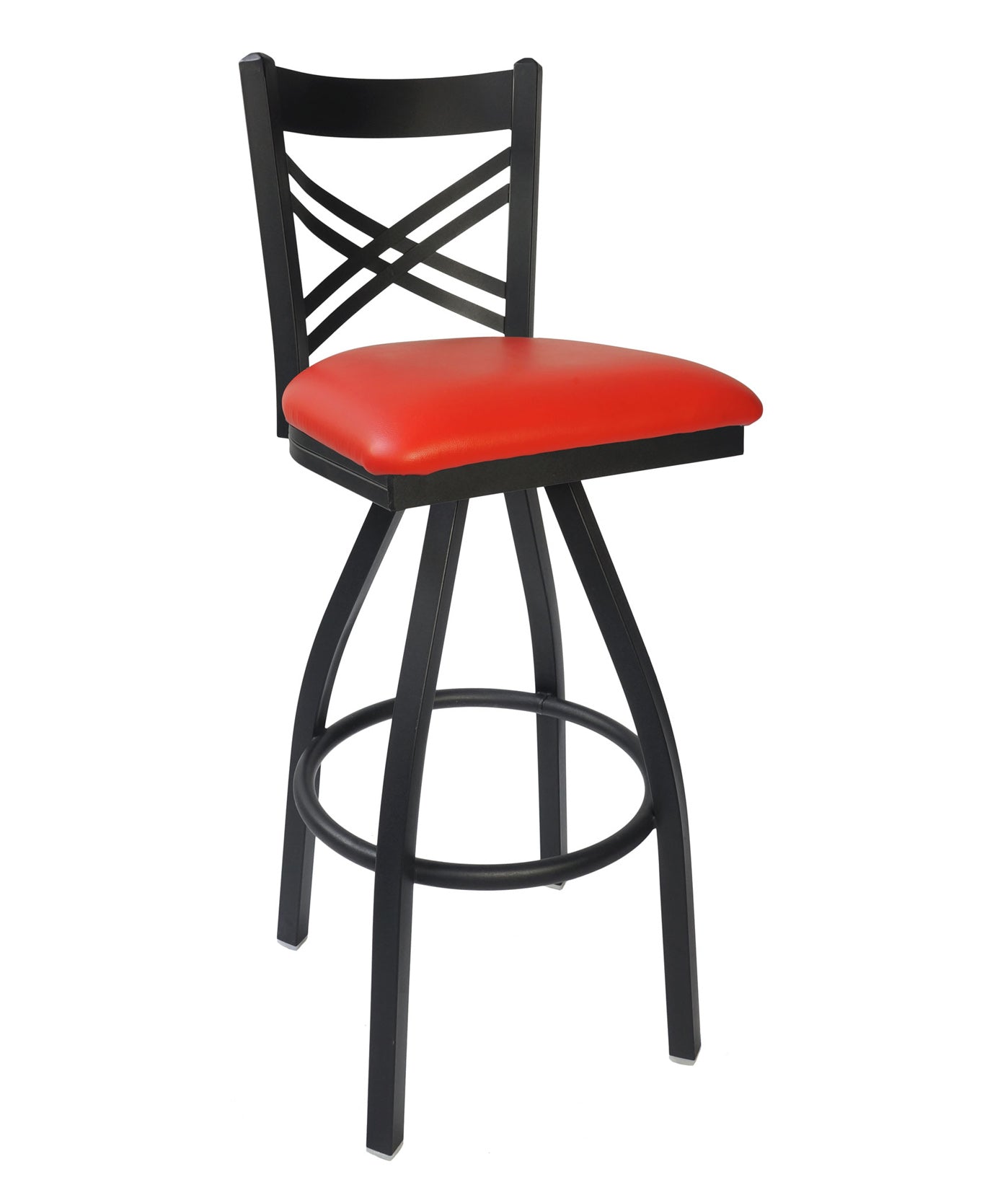 BFM Seating Akrin Cross Back Barstool With Steel Frame And Sand Black Finish