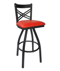 BFM Seating Akrin Cross Back Barstool With Steel Frame And Sand Black Finish