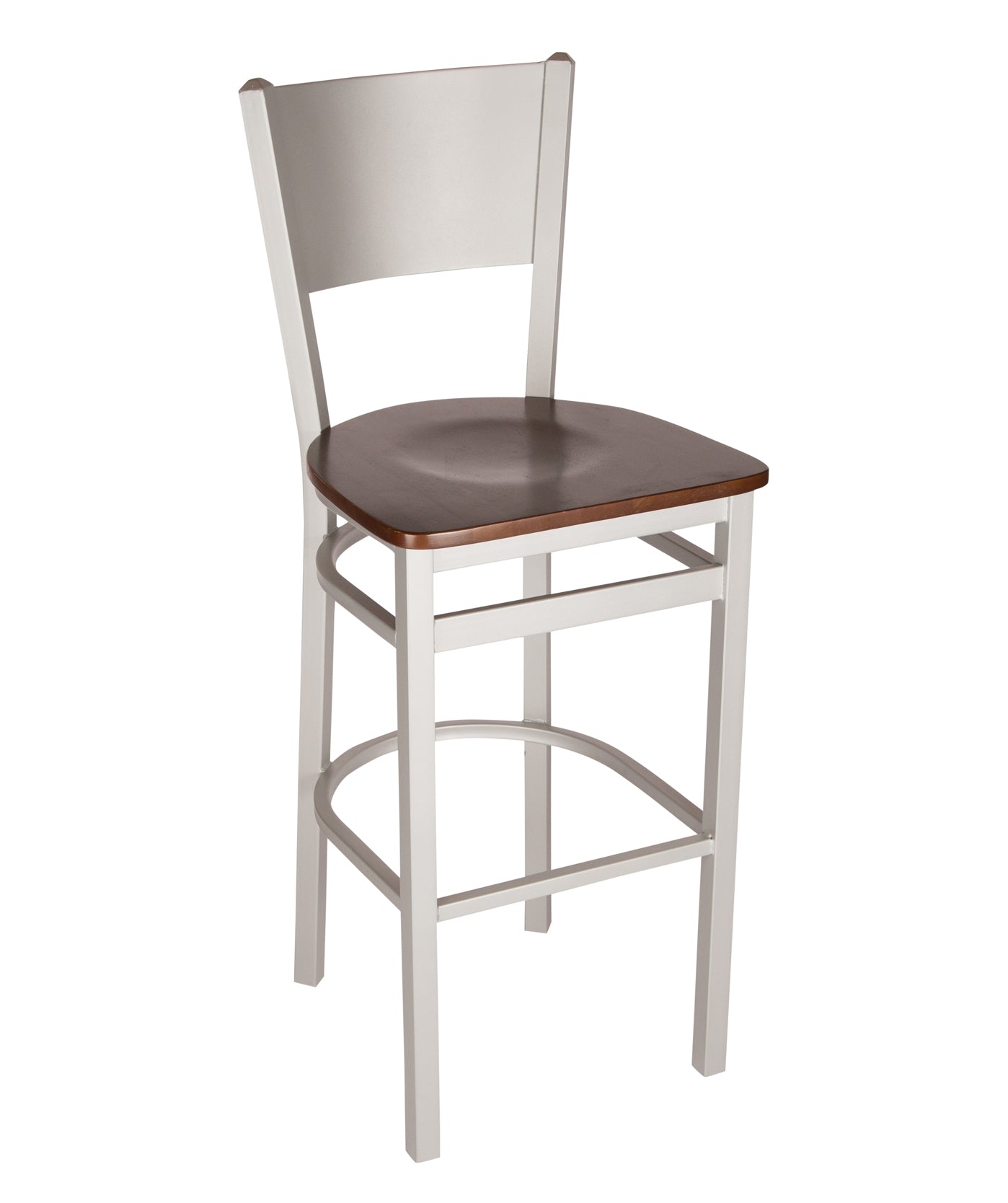 BFM Seating Axel Solid Steel Back Barstool With Steel Frame And Silver Mist Finish