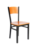 BFM Seating Dale Solid Wood Back Chair In Steel Frame And Sand Black Finish