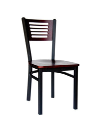 BFM Seating Espy Slotted Wood Back Chair In Steel Frame And Sand Black Finish