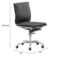Zuo Modern Lider Plus Armless Office Chair in Black/White/Gray