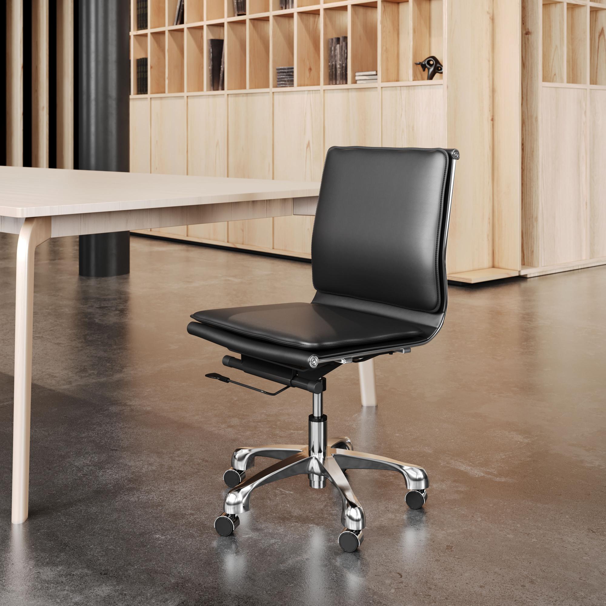 Zuo Modern Lider Plus Armless Office Chair in Black/White/Gray