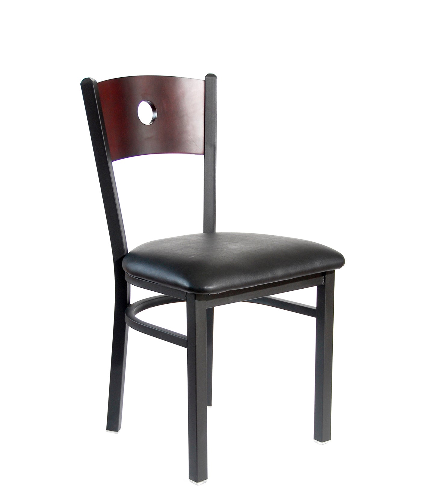 BFM Seating Darby Circle Wood Back Chair With Steel Frame And Sand Black Finish