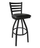 BFM Seating Lima Ladder Back Swivel Barstool With Steel Frame And Clear Coat Finish