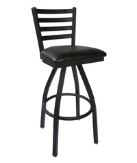 BFM Seating Lima Ladder Back Swivel Barstool With Steel Frame And Clear Coat Finish