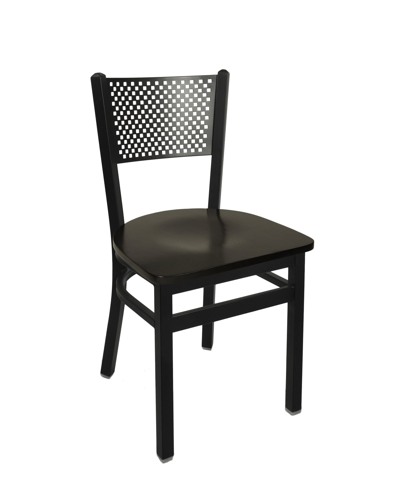 BFM Seating Polk Perforated Back Chair With Steel Frame And Sand Black Finish