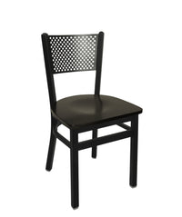 BFM Seating Polk Perforated Back Chair With Steel Frame And Sand Black Finish
