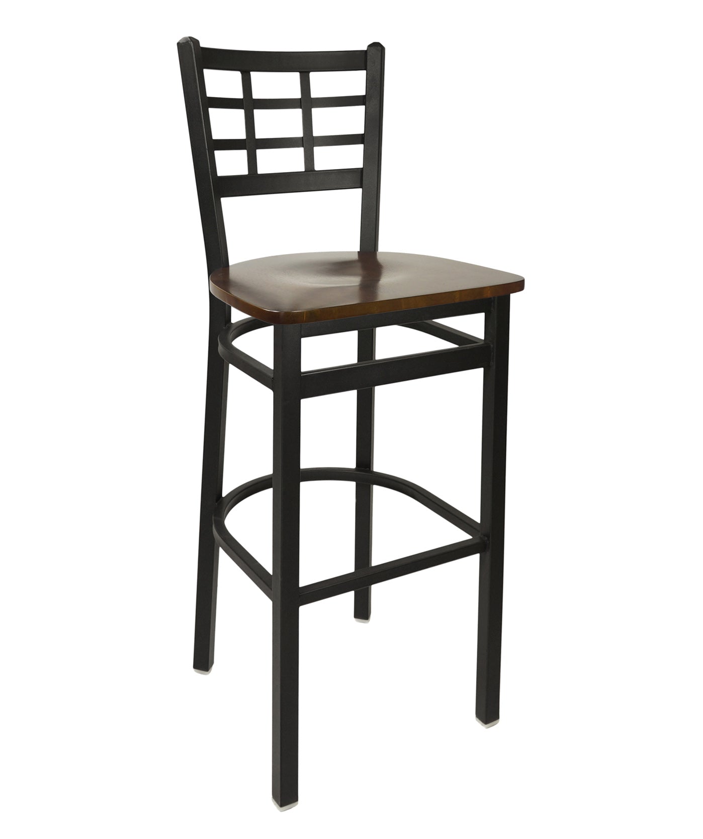 BFM Seating Marietta Window Pane Barstool With Steel Frame And Sand Black Finish